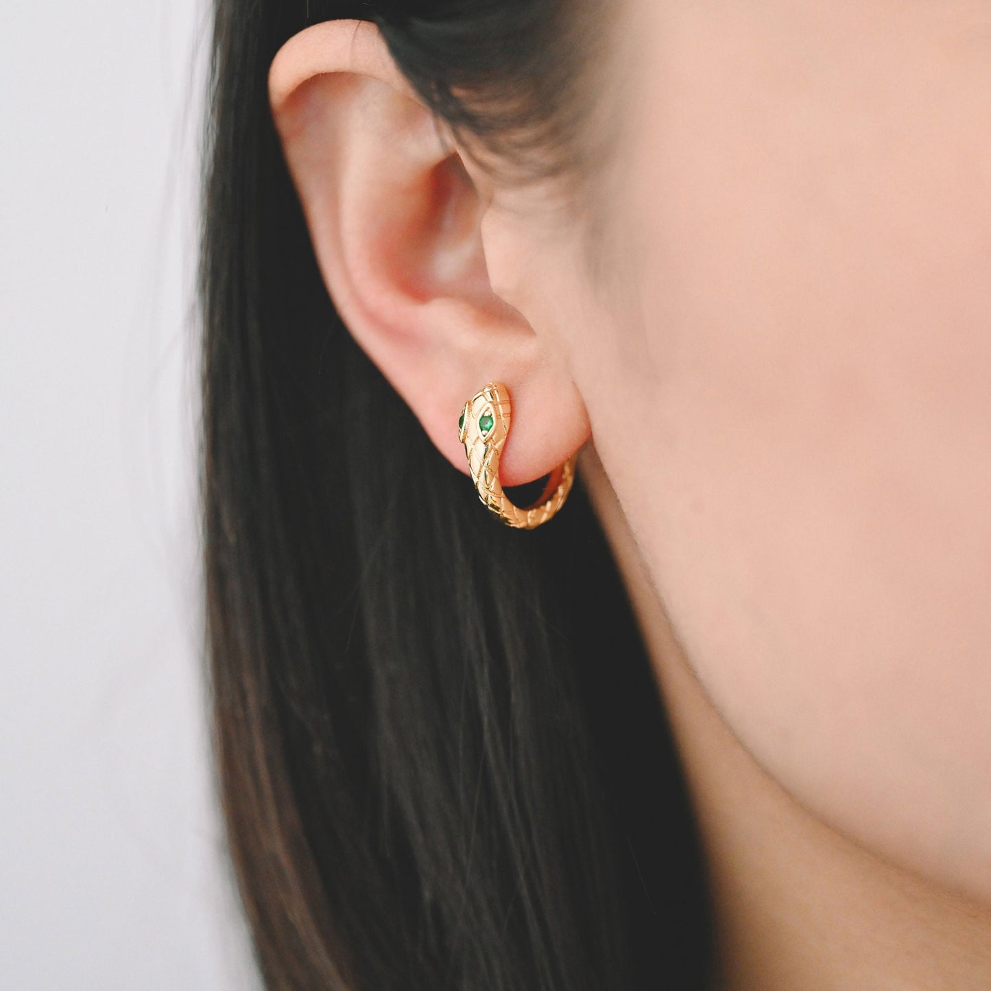 4pcs Snake Hoop Earrings, Gold Huggie Earrings 16mm, Snake Huggie Hoops (GB-2629)