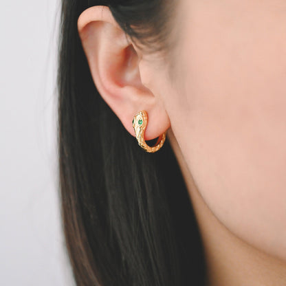 4pcs Snake Hoop Earrings, Gold Huggie Earrings 16mm, Snake Huggie Hoops (GB-2629)