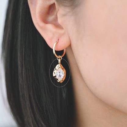 4pcs CZ pave Gold Irregular Drop Charms, 18K Gold plated Brass Drop Pendants (GB-2733)