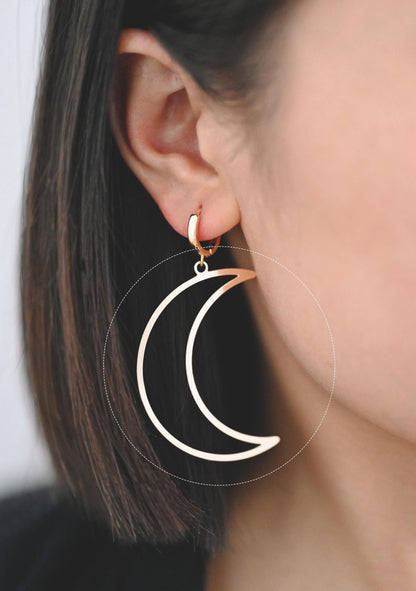 10pcs Crescent Moon Pendants, Gold/ Silver/ Rose Gold, 53mm Big Moon Charms, Abstract Outline Moon Pendants (GB-2755)