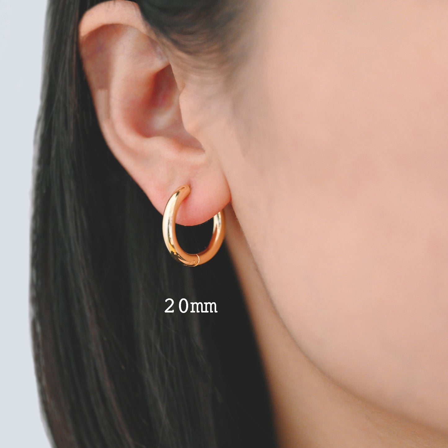 4pcs Gold/ Silver Chunky Hoop Huggies, 3mm Thick, 14/ 16/ 18/ 20/ 26mm, Stainless Steel Hoop Earrings, Minimalist Earrings (GB-2788)