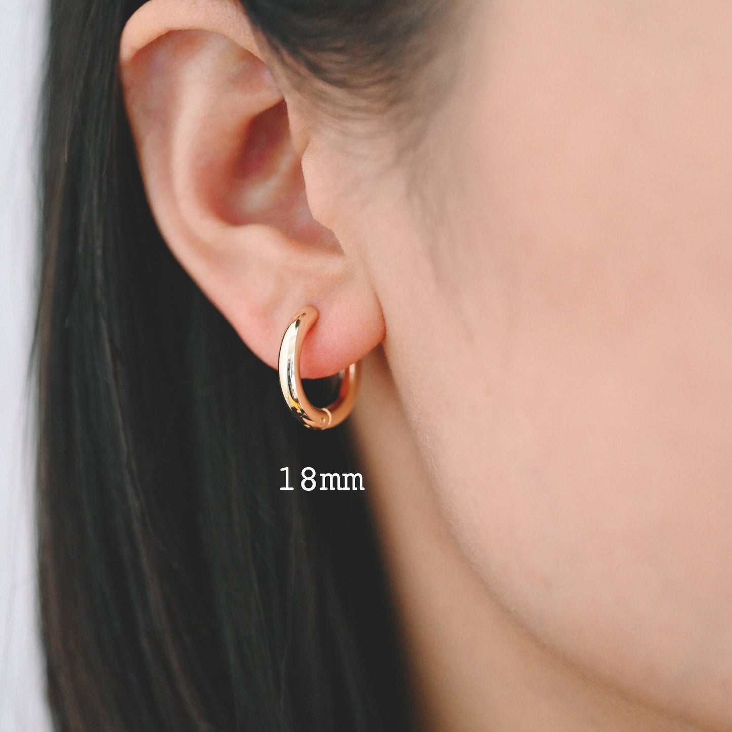 4pcs Gold/ Silver Chunky Hoop Huggies, 3mm Thick, 14/ 16/ 18/ 20/ 26mm, Stainless Steel Hoop Earrings, Minimalist Earrings (GB-2788)