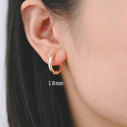 4pcs Gold/ Silver Chunky Hoop Huggies, 3mm Thick, 14/ 16/ 18/ 20/ 26mm, Stainless Steel Hoop Earrings, Minimalist Earrings (GB-2788)