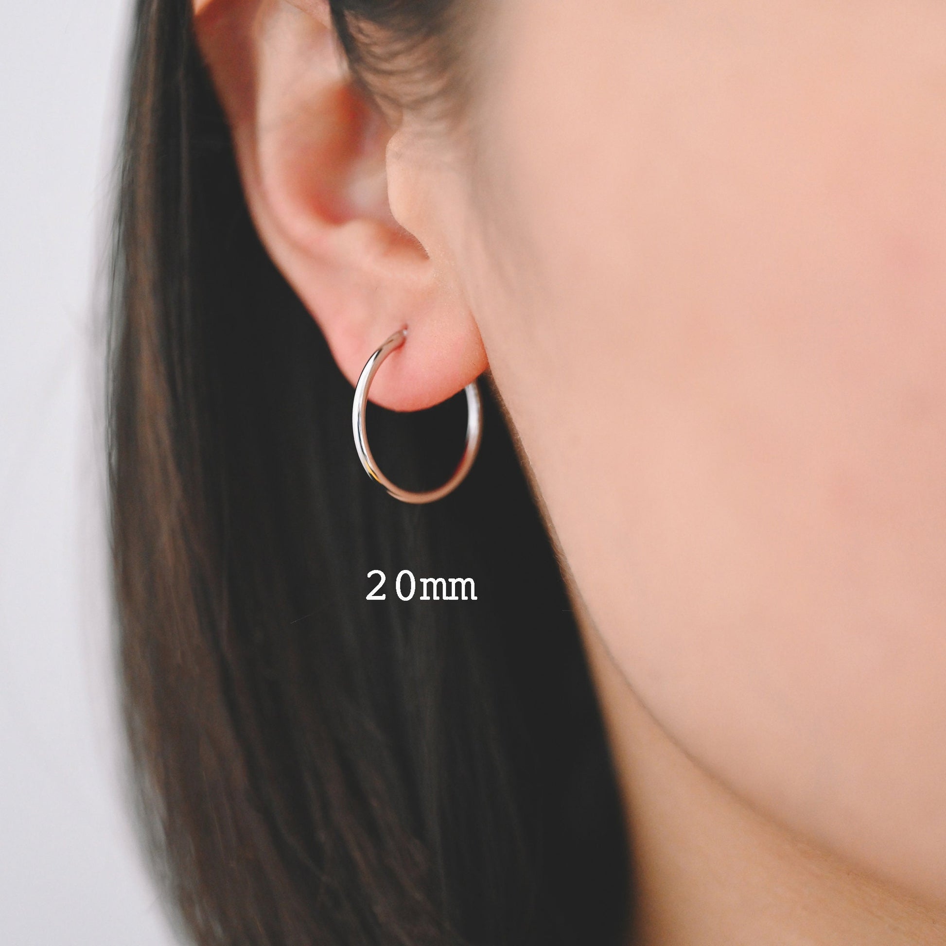 10pcs Gold/ Silver Tone Hoop Earrings, Size 15/ 20/ 25/ 30/ 35/ 40/ 45mm by 1.5mm Thick, Huggie Minimalist Earrings (GB-2812)