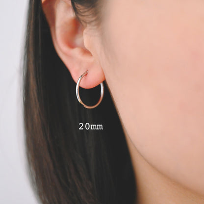 10pcs Gold/ Silver Tone Hoop Earrings, Size 15/ 20/ 25/ 30/ 35/ 40/ 45mm by 1.5mm Thick, Huggie Minimalist Earrings (GB-2812)