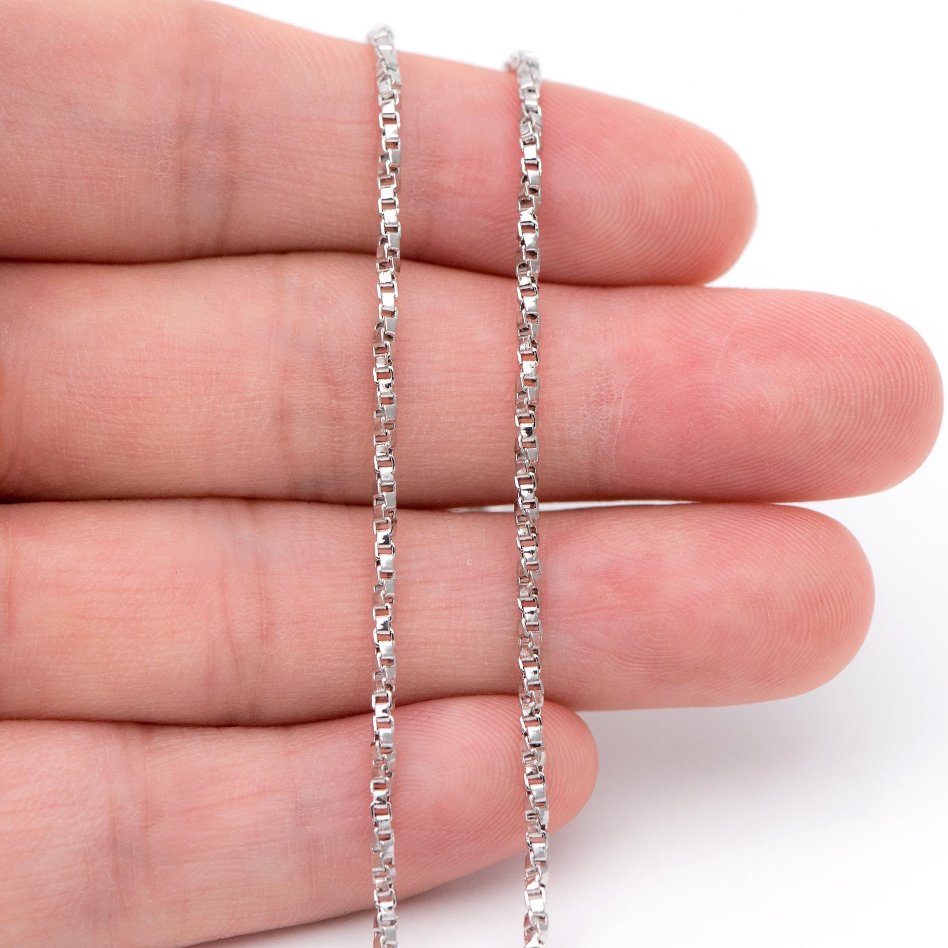 Gold/ Silver Tone Twisted Box Chains 1.8mm, Gold/ Rhodium plated Brass Box Chain Wholesale (#LK-234)/ 1 Meter=3.3 ft