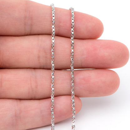 Gold/ Silver Tone Twisted Box Chains 1.8mm, Gold/ Rhodium plated Brass Box Chain Wholesale (#LK-234)/ 1 Meter=3.3 ft