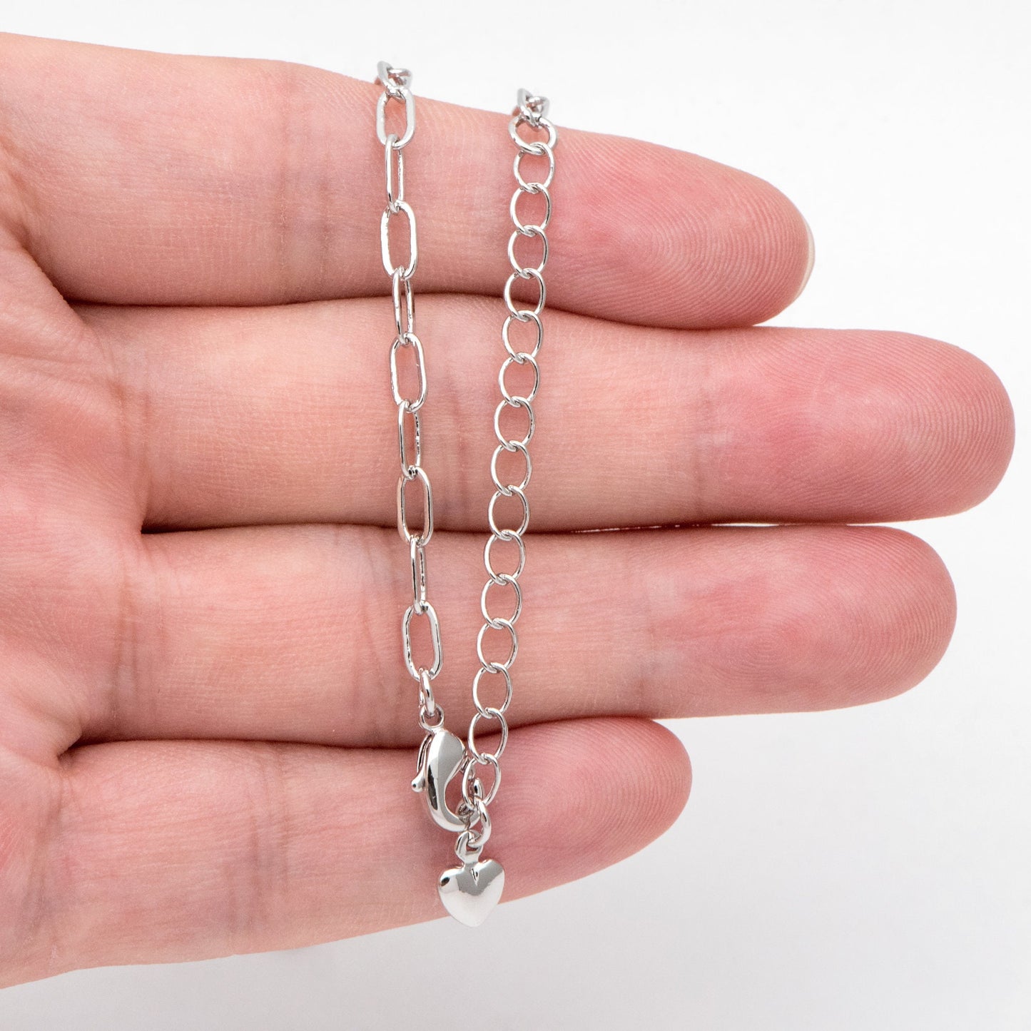 Gold/ Silver tone Paperclip Chains 3mm, Finished Necklace with Extender Chain, Ready to Wear, 16-18 Inch Adjustable (#LK-467)