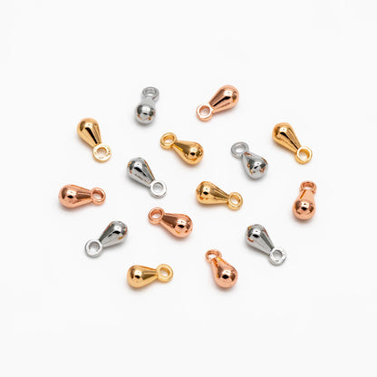 20pcs Gold/ Silver/ Rose Gold Teardrop Charms, Tiny Bracelet End Drop, Water Drop Extender Chain Ends (GB-208)