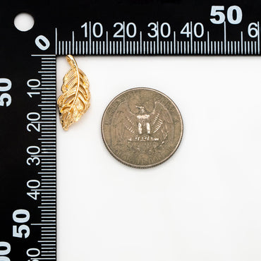 4pcs Gold plated Brass Feather Charm Pendants 22mm (GB-858-A)