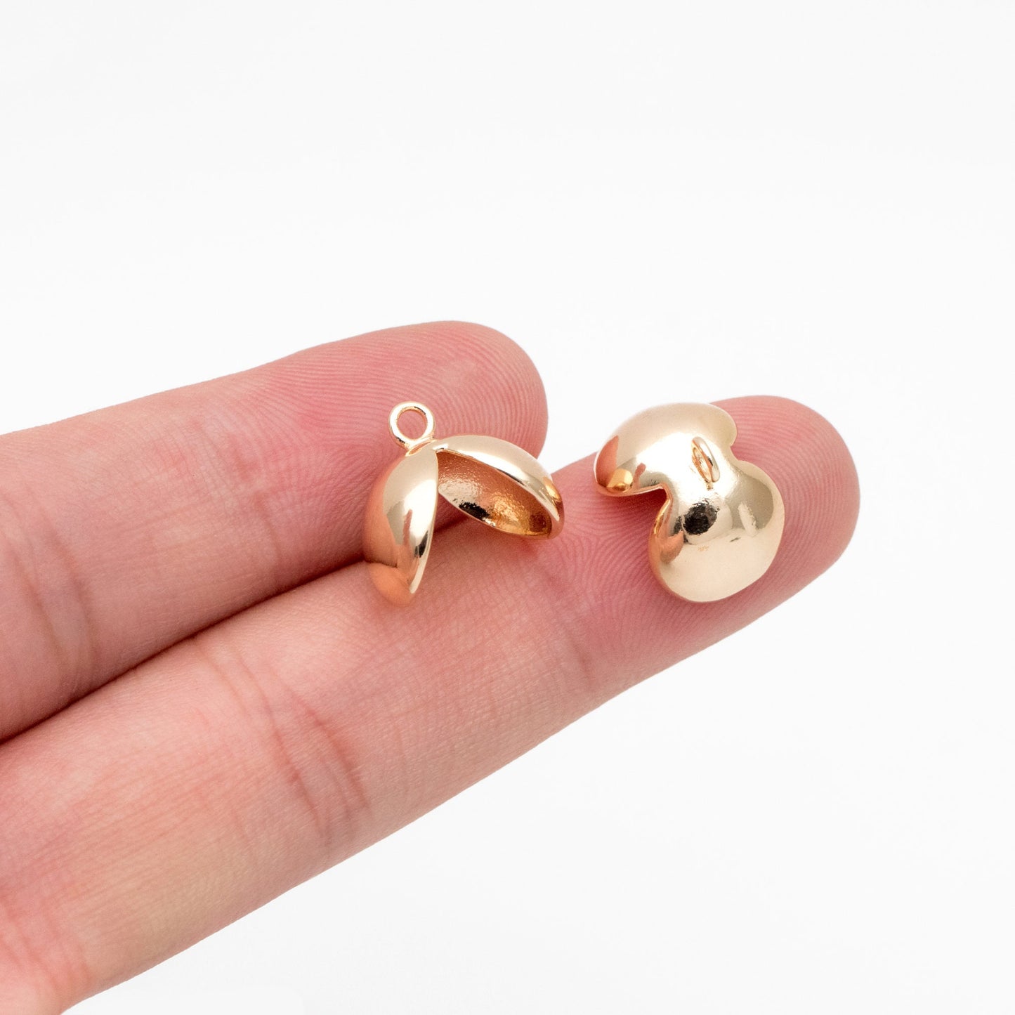 10pcs Gold Floral Bead Cap Charms 10mm, Gold plated Brass, Lead Nickel Free (GB-225)