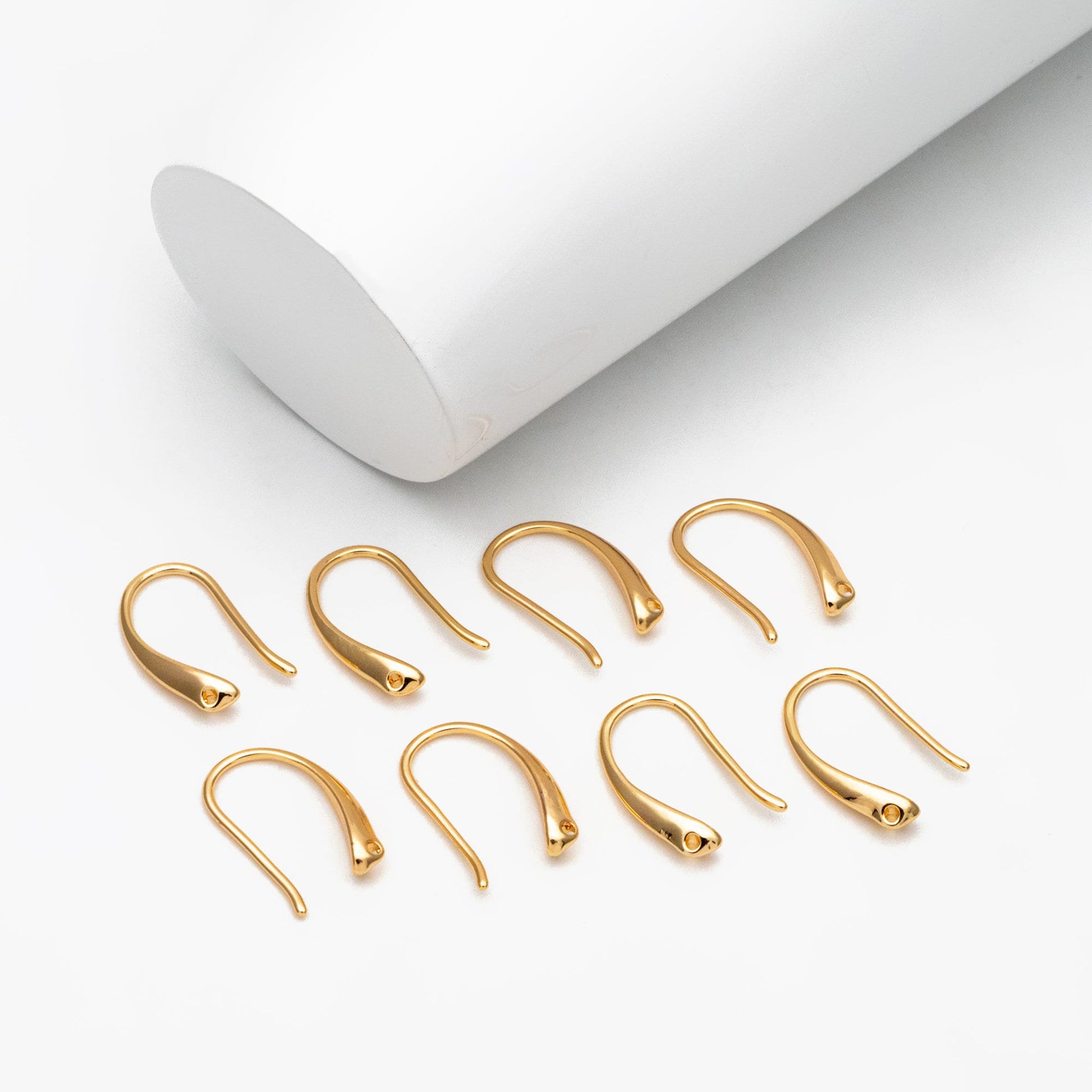 10pcs Gold plated Brass Ear Hooks 19mm, Simple Earwires Earring Hooks (GB-228)