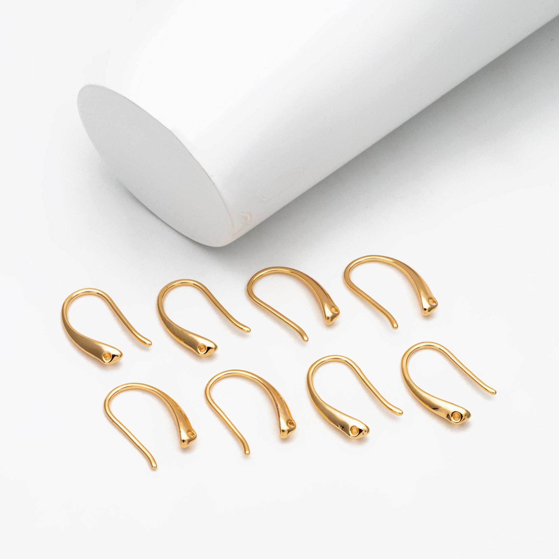 10pcs Gold plated Brass Ear Hooks 19mm, Simple Earwires Earring Hooks (GB-228)