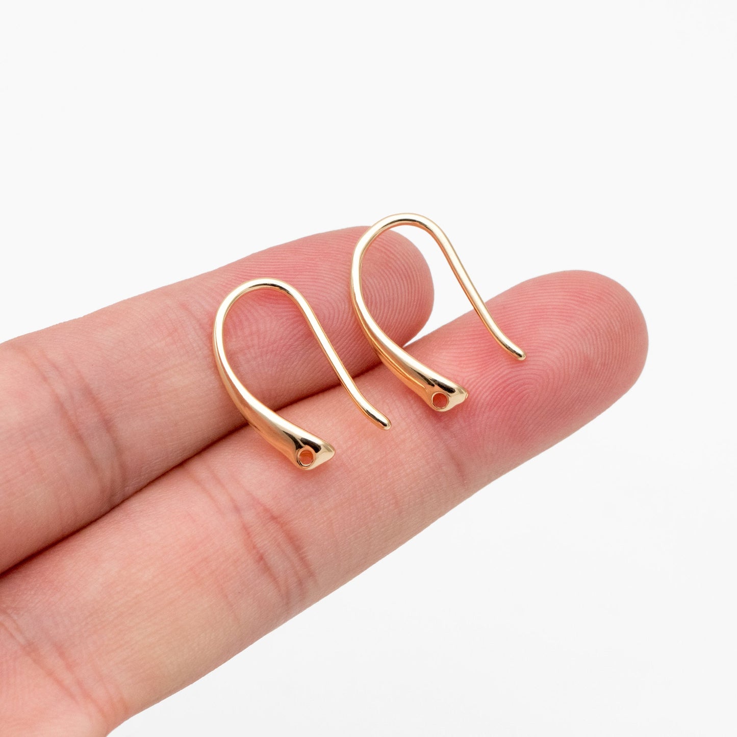 10pcs Gold plated Brass Ear Hooks 19mm, Simple Earwires Earring Hooks (GB-228)