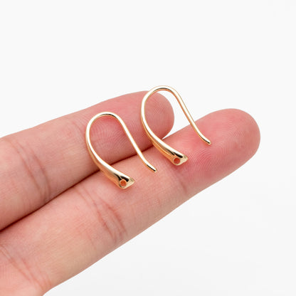 10pcs Gold plated Brass Ear Hooks 19mm, Simple Earwires Earring Hooks (GB-228)