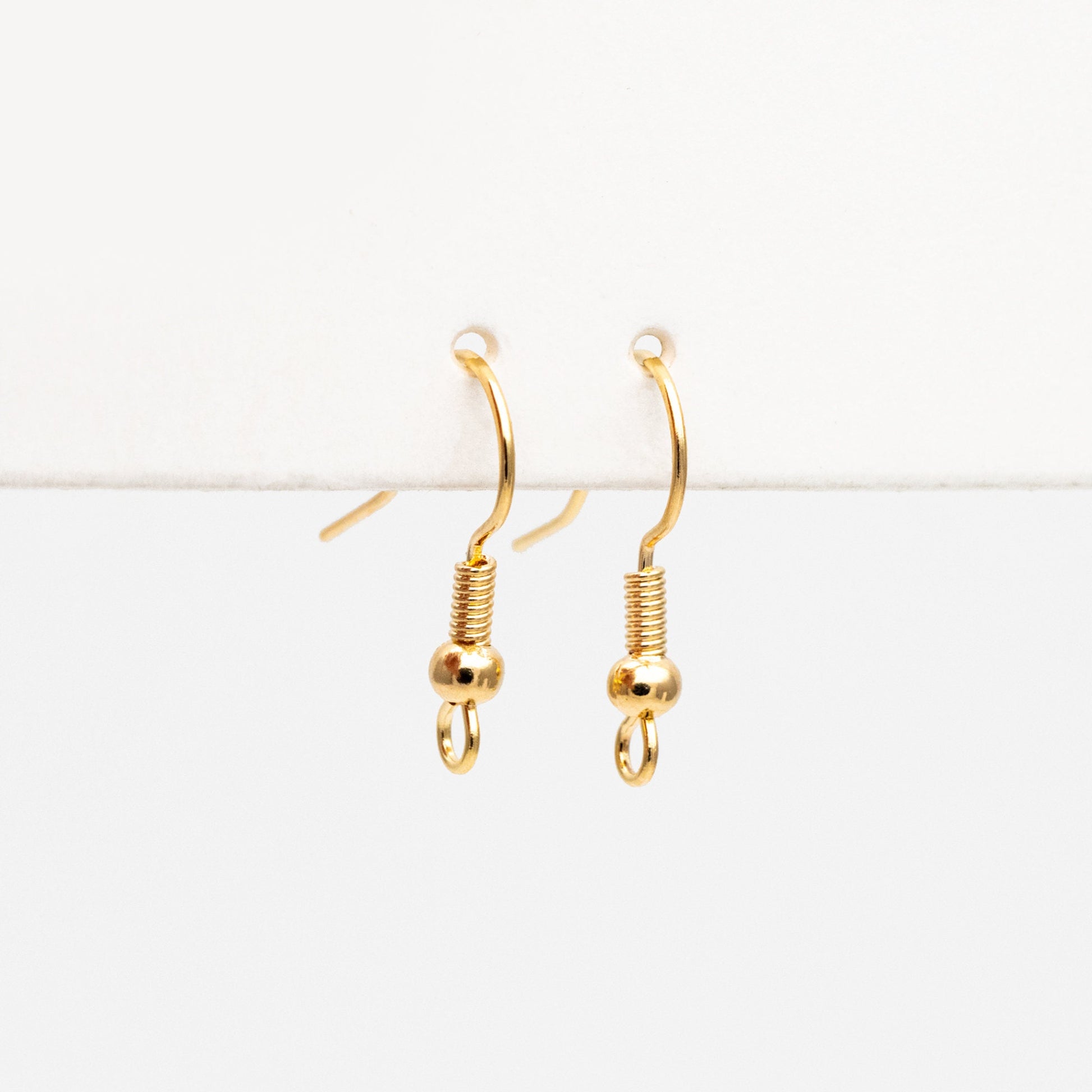 20pcs Gold/ Silver Earring Hooks, Real Gold/ Rhodium Plated Brass Earwire, Wholesale Ear Hooks (GB-025-A)