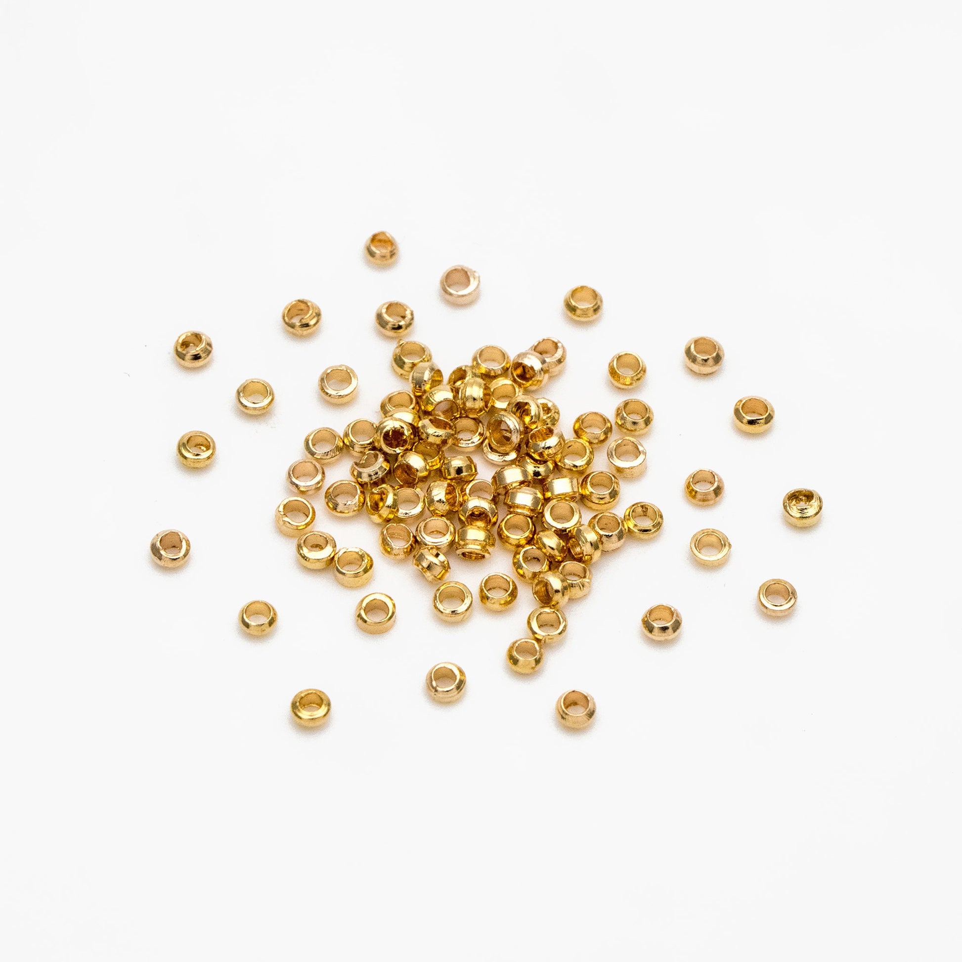 500pcs Gold/ Silver tone Round Crimp Beads 2mm, Gold/ Rhodium plated Brass, Jewelry Making Supplies Wholesale (GB-234)