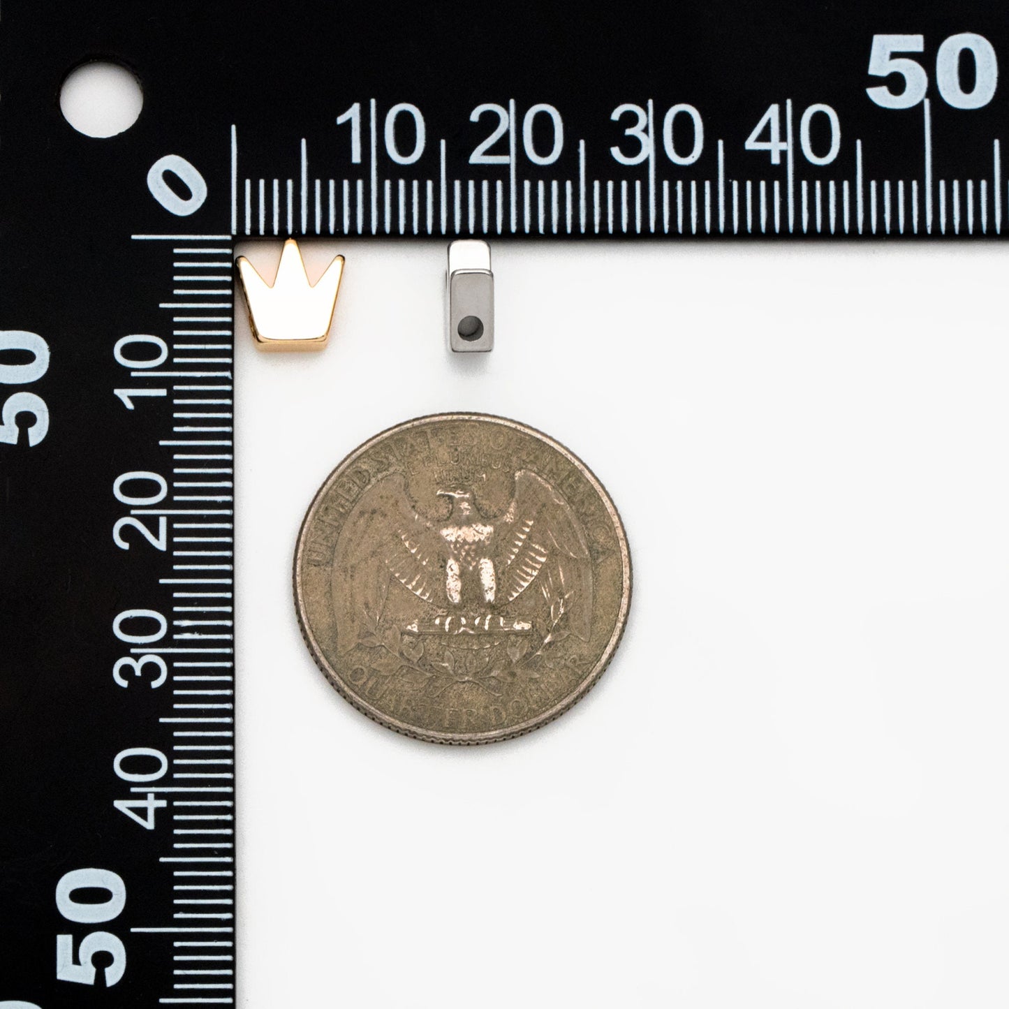 20pcs Gold/ Silver Crown Beads 8mm, 18K Gold/ Rhodium plated Brass Crown Charms, Lead Nickel Free (GB-236)