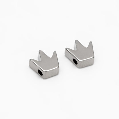 20pcs Gold/ Silver Crown Beads 8mm, 18K Gold/ Rhodium plated Brass Crown Charms, Lead Nickel Free (GB-236)