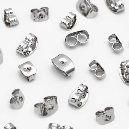 20pcs Silver Ear Nuts, Earring Back Stoppers 5mm/ 7mm, Rhodium plated Brass Jewelry Findings Wholesale (#GB-237)