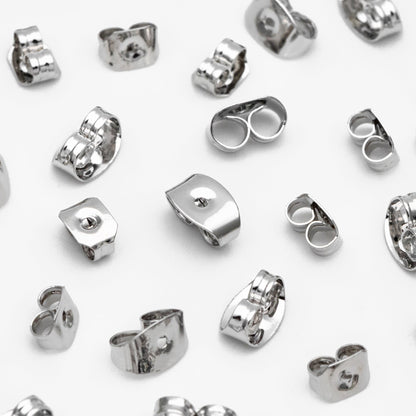 20pcs Silver Ear Nuts, Earring Back Stoppers 5mm/ 7mm, Rhodium plated Brass Jewelry Findings Wholesale (#GB-142-2)
