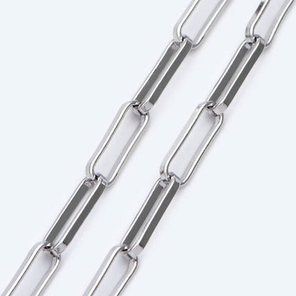 Gold/ Silver Long Oval Chains, Link Size 14.5x4.5mm, 18K Gold/ Rhodium plated Brass, Quality Craft Jewelry Supplies(#LK-475)/ 1 Meter=3.3 ft