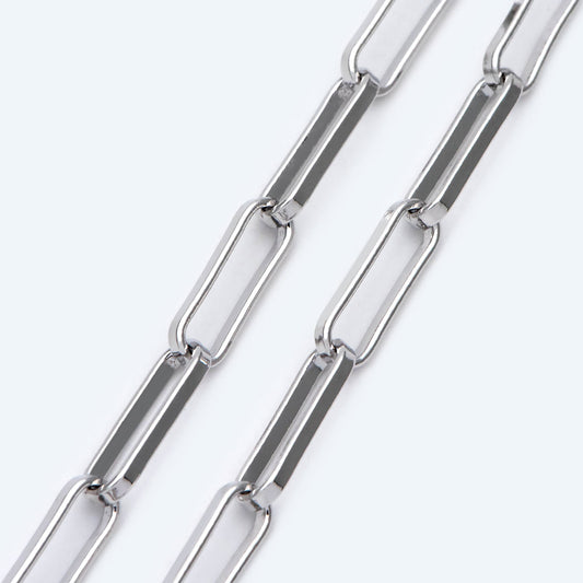 Gold/ Silver Long Oval Chains, Link Size 14.5x4.5mm, 18K Gold/ Rhodium plated Brass, Quality Craft Jewelry Supplies(#LK-475)/ 1 Meter=3.3 ft