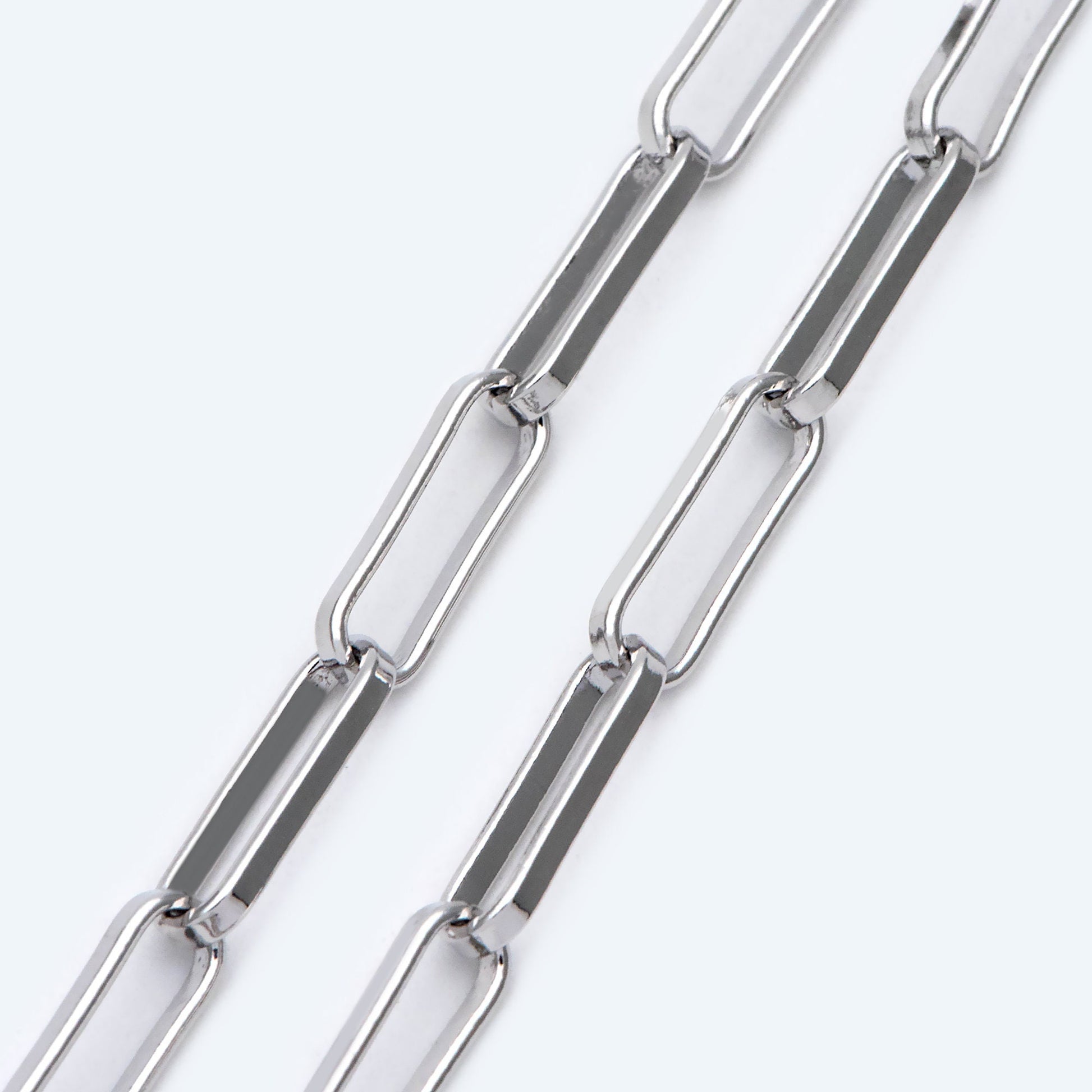 Gold/ Silver Long Oval Chains, Link Size 14.5x4.5mm, 18K Gold/ Rhodium plated Brass, Quality Craft Jewelry Supplies(#LK-475)/ 1 Meter=3.3 ft