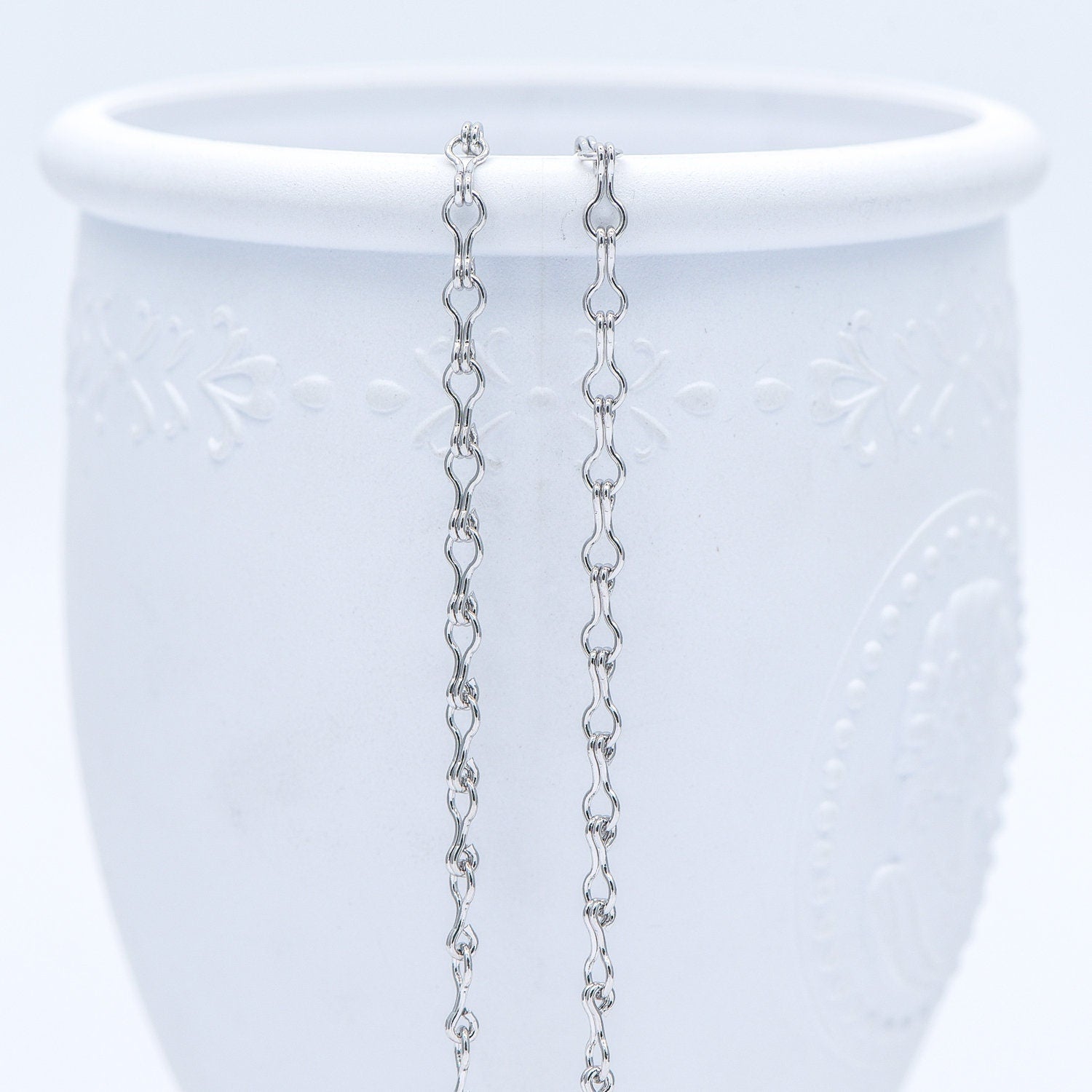 Gold/ Silver tone Link Chains 3.5mm, Real 18K Gold/ Rhodium plated Brass, Quality Specialty Chain Wholesale (#LK-231)/ 1 Meter=3.3 ft