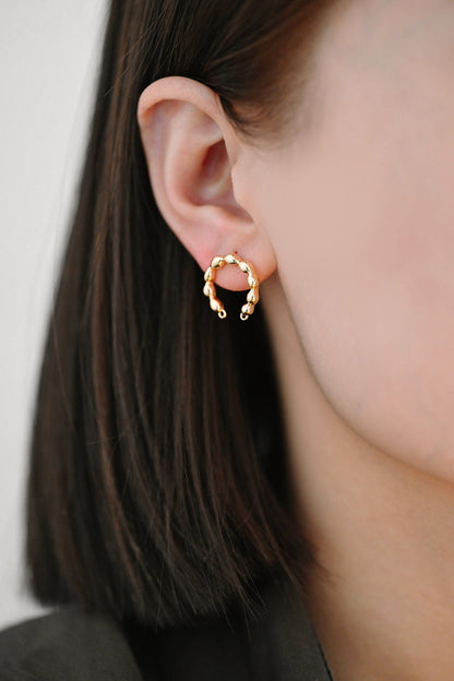 10pcs Gold U-Shaped Earring with Loops, 18K Gold plated Brass Stud Earring (GB-3226)