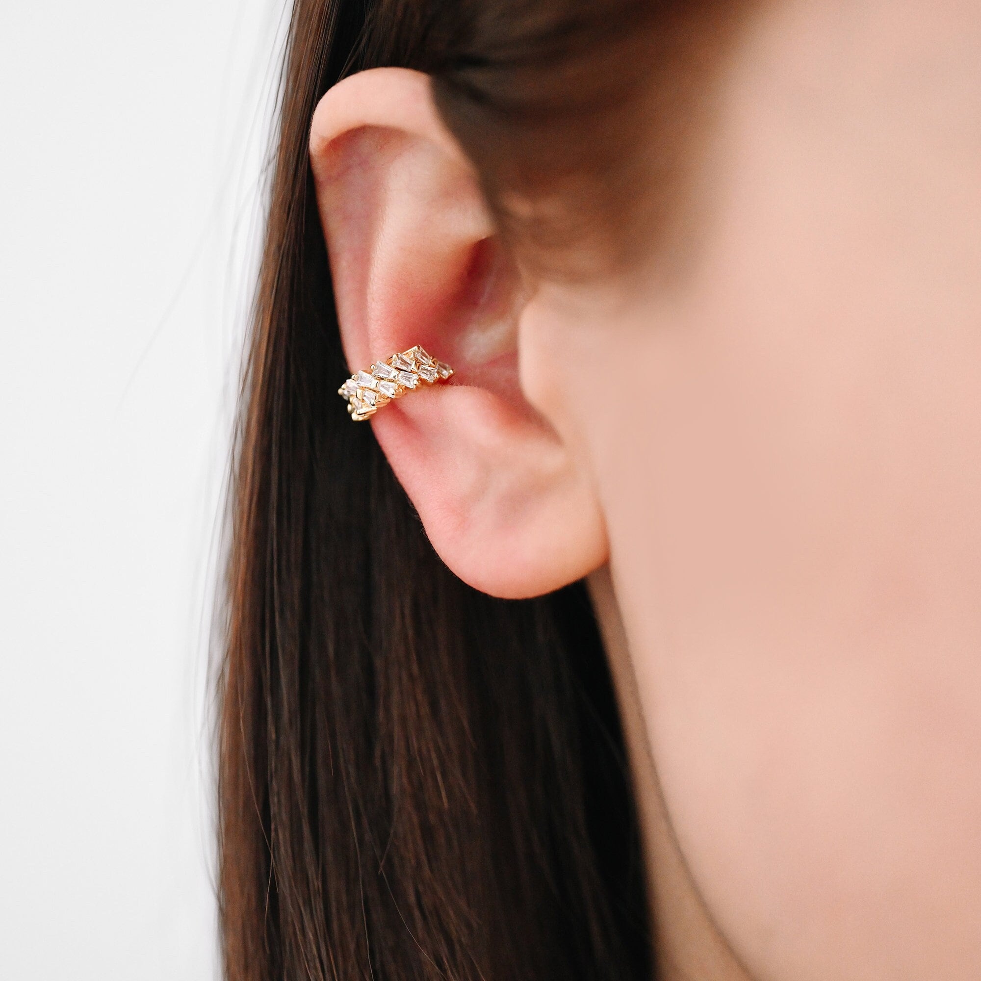 4pcs CZ Pave Bowknot Ear Cuff, Non Pierced Ear Cuff, Dainty Earcuff Earring (GB-1335-D)
