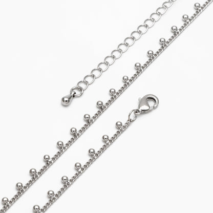 Gold/ Silver Tone Beaded Chain, Gold/ Rhodium plated Brass, Finished Bracelet/ Anklet/ Necklace with Extender Chain, Ready to Wear (#LK-253)