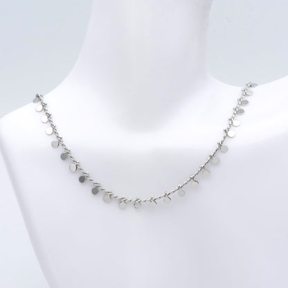 Gold/ Silver Tone Curb Chain with 3mm Round Disc Charms, Quality Chain for Necklace Wholesale (#LK-431)/ 1 Meter=3.3ft