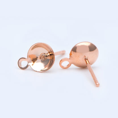 20pcs Gold/ Sliver/ Rose Gold Ear Posts with Cup, Stud Earrings for Pearls, 4/ 6/ 8mm Peg Earring Findings Wholesale (GB-2060)