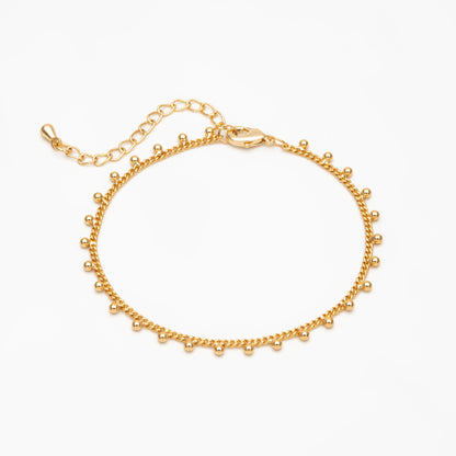 Gold/ Silver Tone Beaded Chain, Gold/ Rhodium plated Brass, Finished Bracelet/ Anklet/ Necklace with Extender Chain, Ready to Wear (#LK-253)