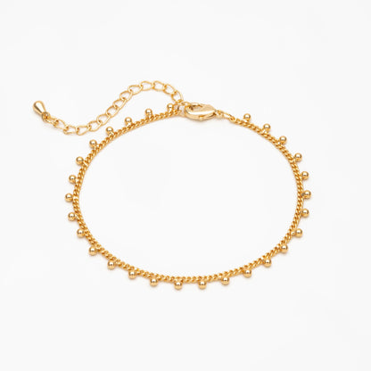 Gold/ Silver Tone Beaded Chain, Gold/ Rhodium plated Brass, Finished Bracelet/ Anklet/ Necklace with Extender Chain, Ready to Wear (#LK-253)