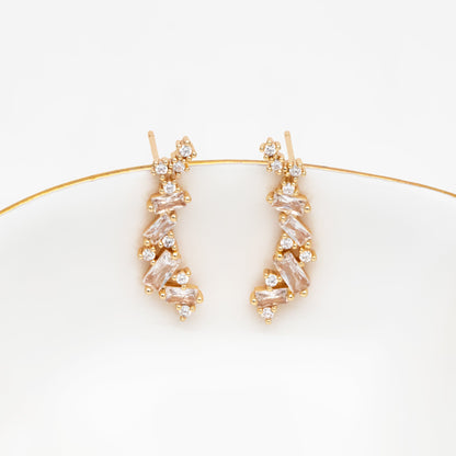 4pcs CZ Pave Gold Stud Earrings, 18K Gold plated Brass Dainty Earrings, Shiny Earrings (GB-4143)