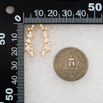 4pcs CZ Pave Gold Stud Earrings, 18K Gold plated Brass Dainty Earrings, Shiny Earrings (GB-4143)
