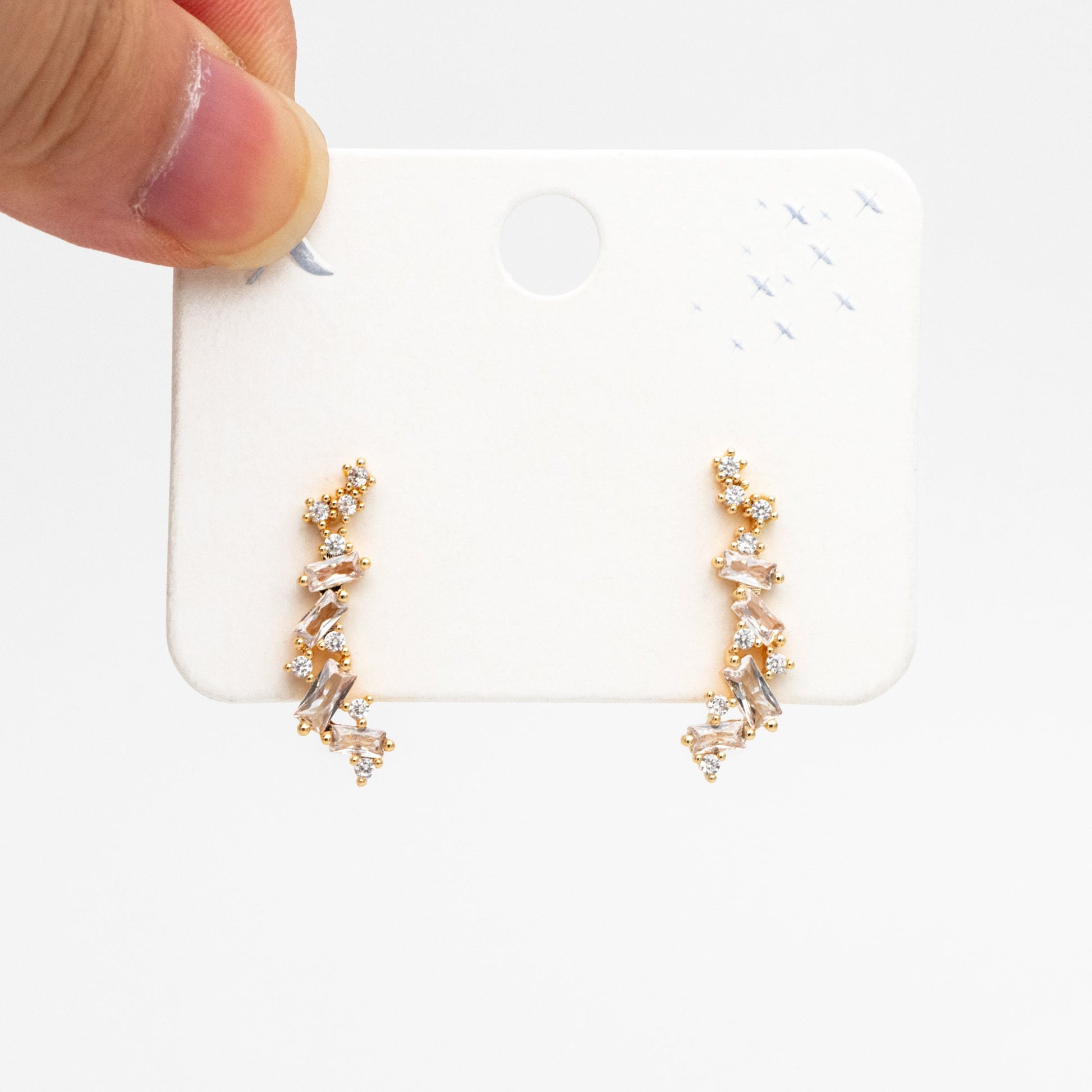 4pcs CZ Pave Gold Stud Earrings, 18K Gold plated Brass Dainty Earrings, Shiny Earrings (GB-4143)