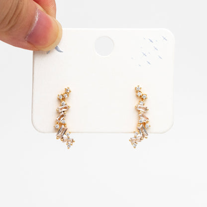 4pcs CZ Pave Gold Stud Earrings, 18K Gold plated Brass Dainty Earrings, Shiny Earrings (GB-4143)