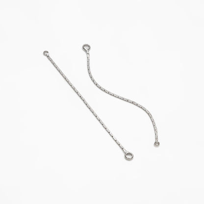10pcs Gold/ Silver Chain Charm with 2 Loops, Gold/ Rhodium plated Brass Earring Chain Connectors, Chain Earring Findings (GB-244-#D)