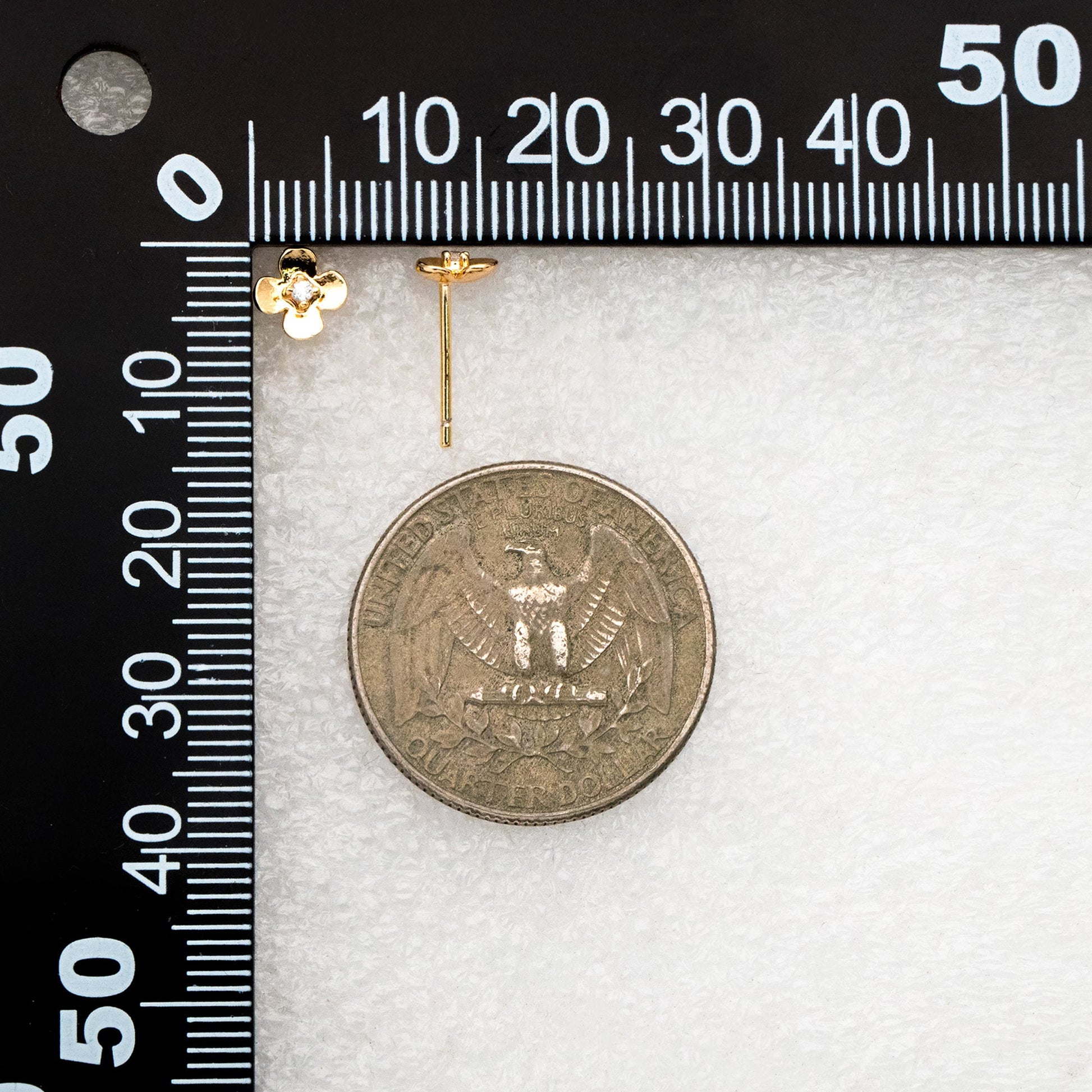 10pcs CZ Pave Gold/ Silver Flower Earrings 6mm, 18K Gold/ Rhodium plated Brass, Floral Stud Earrings (GB-4453)