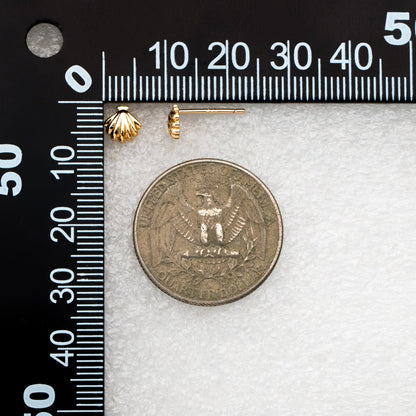 10pcs Gold/ Silver Shell Earring 6x6mm, Gold/ Rhodium plated Brass Seashell Stud Earrings (GB-4460)