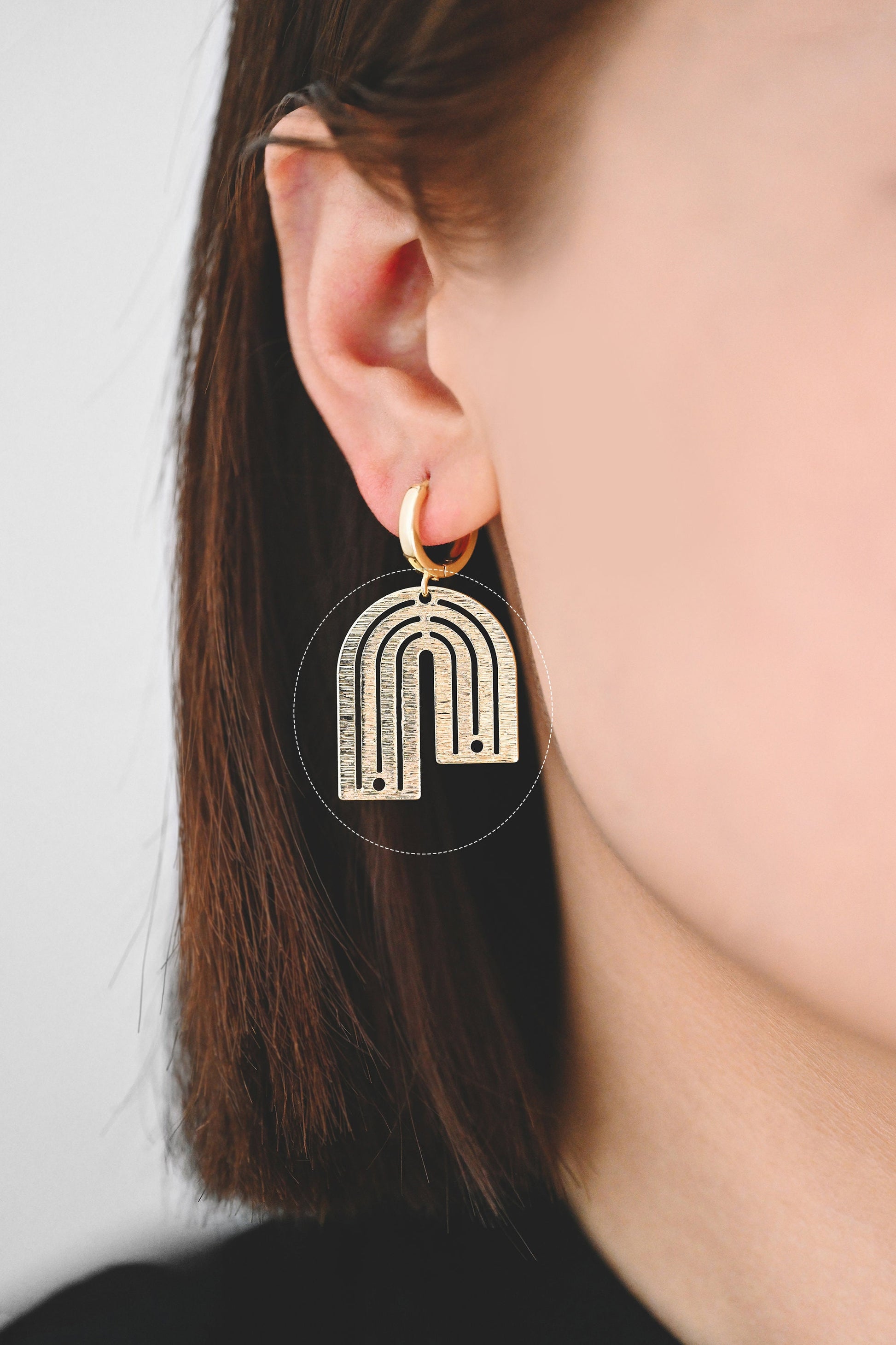 10pcs Gold/ Silver Brushed U Shaped Charm Connectors 27x23mm, 18K Gold/ Rhodium Plated Brass Earring Findings(GB-3817-K)