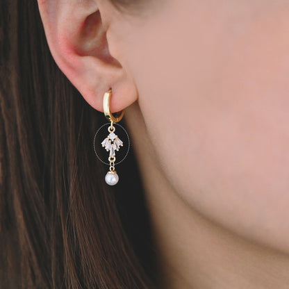 4pcs CZ Pave Gold Fan Shaped Charm Connectors 14mm, 18K Gold plated Brass Earring Connectors (GB-2005-B)