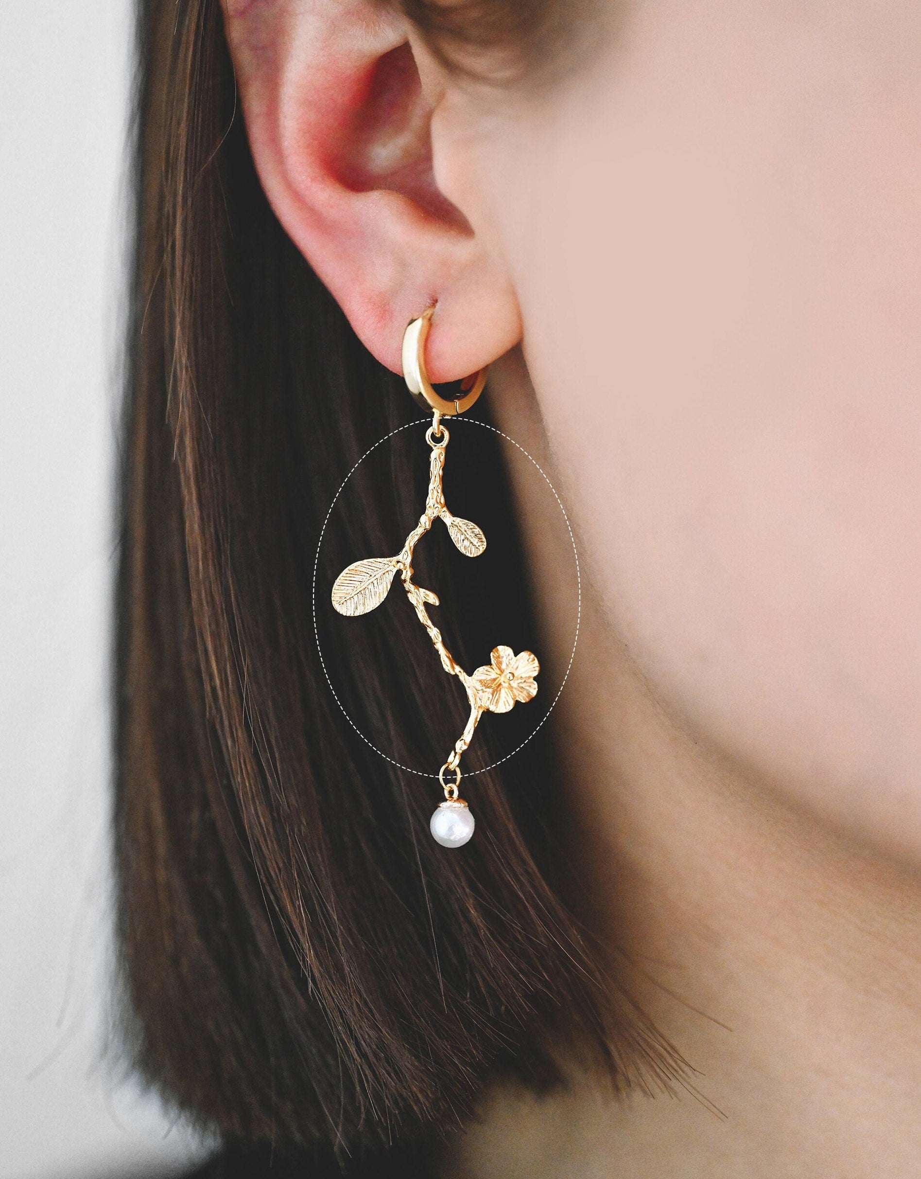 10pcs Gold Branch Connector, 18K Gold plated Brass Flower Charms, Peg Pearl Findings (GB-3622-H)