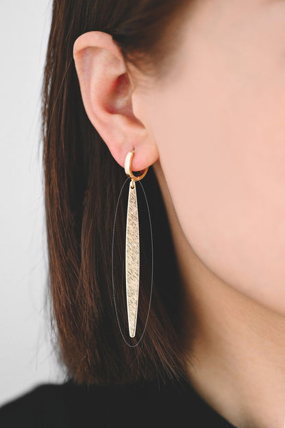 10pcs Gold/ Silver Brushed Long Oval Charms 62x5.5mm, 18K Gold/ Rhodium Plated Brass Earring Supply (GB-3817-I)