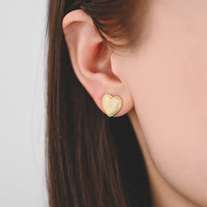 10pcs Gold Heart Ear Post, Real Gold plated Brass, Geometric Earring Studs (GB-3903)