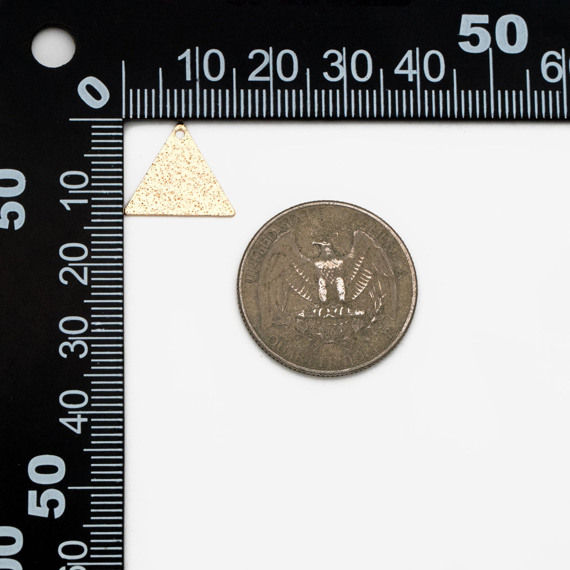 10pcs Gold plated Brass Triangle Charms 15mm, Matte Flat Triangle Disc Pendants (GB-265-B)