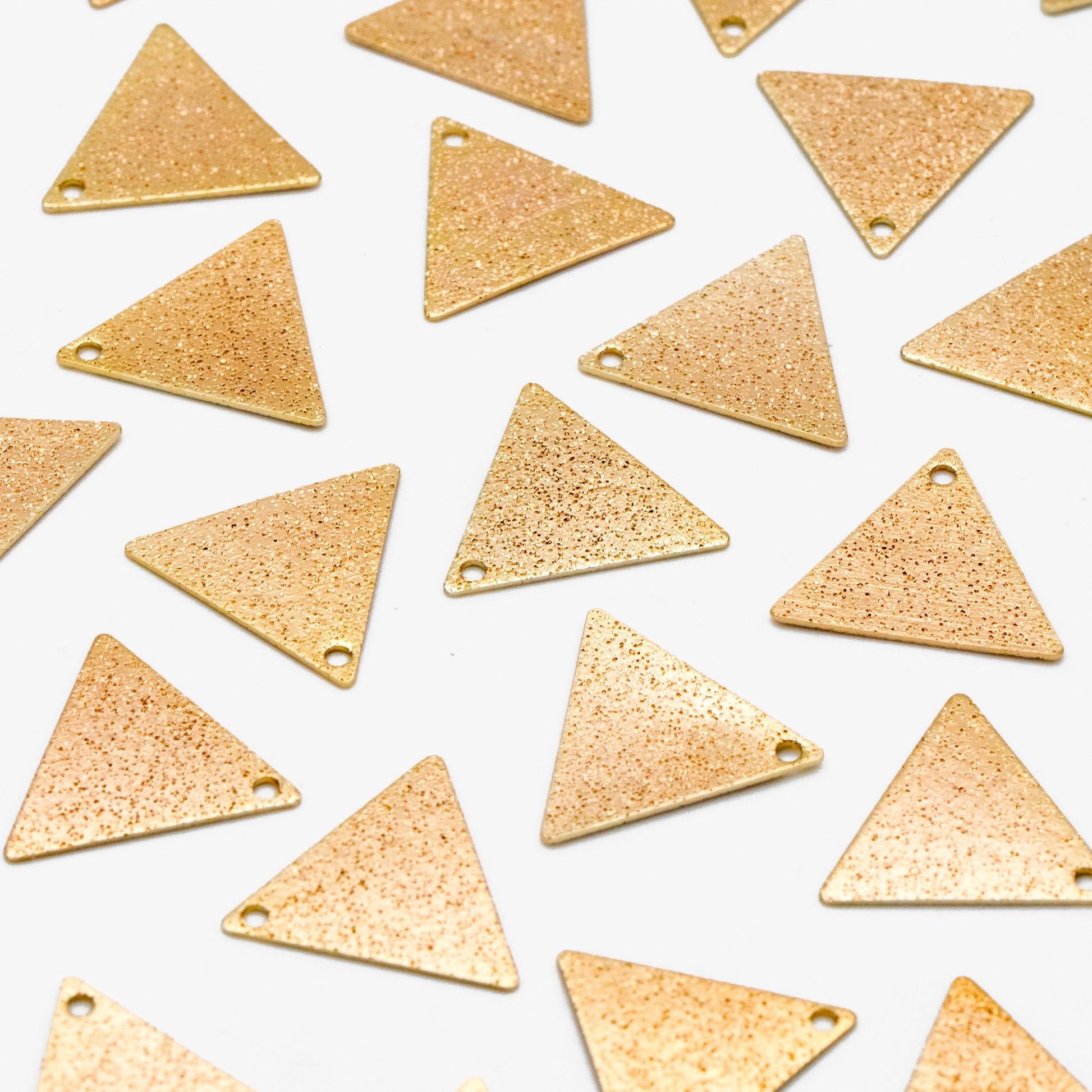 10pcs Gold plated Brass Triangle Charms 15mm, Matte Flat Triangle Disc Pendants (GB-265-B)